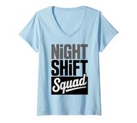 Women's Team Night Shift Warehouse Worker Overnight Crew V-Neck T-Shirt