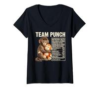 Women's Team Punch Monkey Cute Baby Japan Nutrition Facts V-Neck T-Shirt