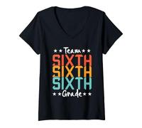 Women's Team Sixth Grade Teacher Student Back to School 6th Grade V-Neck T-Shirt