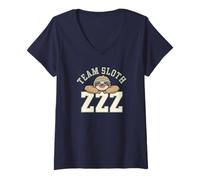 Women's Team Sloth ZZZ Funny Lazy Sleep Lover Cute Animal V-Neck T-Shirt