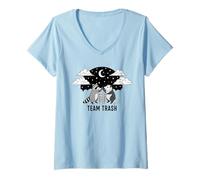 Womens Team Trash Raccoon Possum Moonlight Funny Nocturnal V-Neck T-Shirt