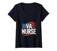 Womens Team VA nurse patriotic veterans nurse American Flag V-Neck T-Shirt