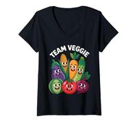 Womens Team Veggie Vegetable Lovers Fun Time Summer Vibes V-Neck T-Shirt