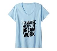 Women's Teamwork Makes The Dream Work Motivational Quote V-Neck T-Shirt