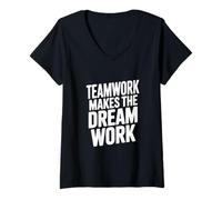 Women's Teamwork Makes The Dream Work Motivational Quote V-Neck T-Shirt