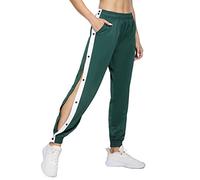 Womens Tear Away Basketball Pants High Side Split Snap Buttons Casual Post-Surgery Open Bottom Jogger Sweatpants Athletic Track Pants Rip Off Warm Up Pants Sailor Pants Green