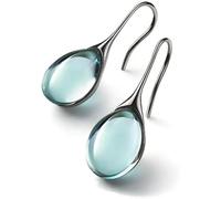 Women's Teardrop Dangle Earrings Geometric Statement Drop Earrings Vintage Jewelry Gift Box for Her Gold Silver Tone Copper (Silver Sea Blue)