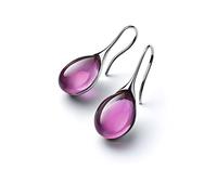 Women's Teardrop Dangle Earrings Geometric Statement Drop Earrings Vintage Jewelry Gift Box for Her Gold Silver Tone (Silver Purple Diamond)