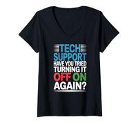 Women's Tech Support Have You Tried Turning It Off On Again V-Neck T-Shirt