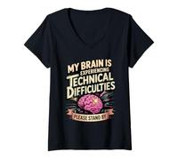 Women's Technical Difficulties Please Stand By Brain Tumor Surgery V-Neck T-Shirt