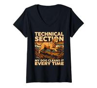 Women's Technical Section My Dog Cleans It Every Time V-Neck T-Shirt