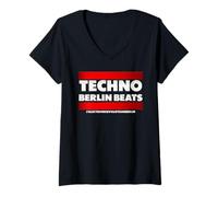 Womens "Techno, Berlin Beats", music, techno music V-Neck T-Shirt
