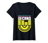 Womens Techno Equalizer Waves Club Culture Energy V-Neck T-Shirt