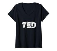 Womens Ted Halloween Monsters - Personalized Name Word Art V-Neck T-Shirt
