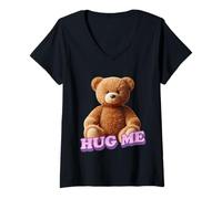Womens Teddy Bear - Hug Me V-Neck T-Shirt