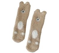 Womens Teddy Bear Socks Fluffy Sock Womens Cute Animal Printed Socks Soft Fuzzy Sock Calf Length Loungewear Gifts Winter Warm Thick Gripssock For Lady Bed