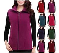 Women's Teddy Fleece Gilet Ladies Full Zip Vest Fuzzy Sleeveless Jacket Lapel Collar Waistcoat Solid Color Body Warmer Slim Fit Gilets with Pockets Coat Vests Thermal Outerwear Casual Cardigans XL-4XL