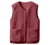 Women'S Teddy Fleece Gilets, Bodywarmer Womens, Comfortable Plush Waistcoat, Casual Zipper Sleeveless Coats With Pockets Fluffy Windproof Vests Plus Size Lightweight Going Out Vest
