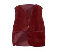 Women's Teddy Fleece Gilets Waistcoat V Neck Button Down Sherpa Fluffy Lightweight Cozy Sleeveless Vest Solid Color Winter Bodywarmer Jackets with Pockets Ladies Gilet