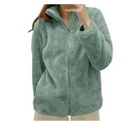Womens Teddy Fleece Jacket Zip Up Fluffy Thermal Sweatshirt Long Sleeve Collar Fuzzy Cozy Warm Jackets Plain Baggy Spring Fall Winter Cozy Sweat Coat Tops Going Out Zipper Cardigan F