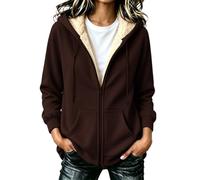 Womens Teddy Fleece Lined Hoodies Oversized Full Zip Winter Warm Jackets | Casual Loose Fit Sherpa Fuzzy Hooded Sweatshirts Heavyweight Thick Plush Thermal Cardigan Coat with Pockets Sports Outwear