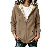 Womens Teddy Fleece Lined Hoodies Oversized Full Zip Winter Warm Jackets | Casual Loose Fit Sherpa Fuzzy Hooded Sweatshirts Heavyweight Thick Plush Thermal Cardigan Coat with Pockets Sports Outwear