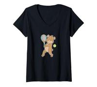 Women's Teddy Plays Tennis V-Neck T-Shirt