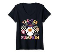 Womens Tee tee of The Little Pumpkin Halloween Spooky Ghost V-Neck T-Shirt