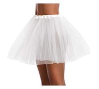 Women's, Teen, Adult Classic Elastic 3, 4, 5 Layered Tulle Tutu Skirt - White - One Size