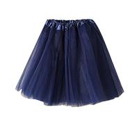 Women's Teen Tutu Skirts for Women Adult Girls High Waist Tiered Layered Mesh Ballet Petticoat Skirt Dance Prom Party Christmas Dress-up Tulle Tutu Skirt Long Jean Skirts for Women (Navy, One Size)