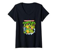 Womens Teenage Mutant Ninja Turtles Classic Turtles Breakout V-Neck T-Shirt
