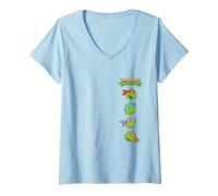 Womens Teenage Mutant Ninja Turtles Happy Characters Stack V-Neck T-Shirt