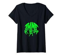 Womens Teenage Mutant Ninja Turtles Neon Green TMNT Squad V-Neck T-Shirt