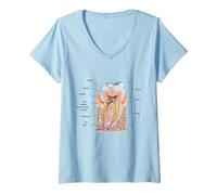 Womens Teeth Diagram Blueprint Dentist Dental Anatomy V-Neck T-Shirt