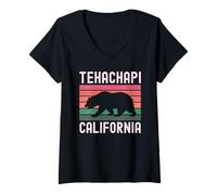 Womens Tehachapi California Mountains Retro Railroad Loop Kern 661 V-Neck T-Shirt
