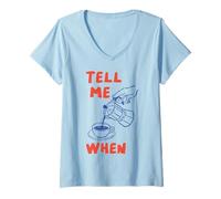 Women's Tell Me When Funny Coffee Pour Over Quote Caffeine Lover Art V-Neck T-Shirt