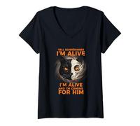 Women's Tell Schrödinger I'm Alive and I'm Coming for Him Physics V-Neck T-Shirt