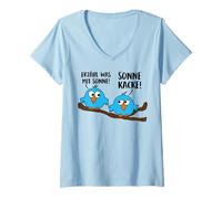Womens Tell What with Sun! - Sun Cock! X Birds Bird Love Fun V-Neck T-Shirt