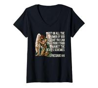 Women's Templar Women Knight Christian Bible Verse Saying Lord V-Neck T-Shirt