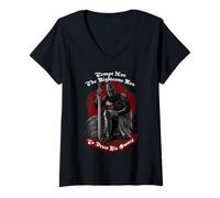 Womens Tempt Not The Righteous Man To Draw His Sword Templar Knight V-Neck T-Shirt