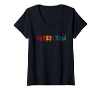 Womens Ten Lords A Leaping Cut-Out Stencil-Style 4 V-Neck T-Shirt