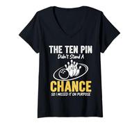 Women's Ten Pin On Purpose Funny Bowling V-Neck T-Shirt