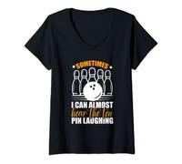 Womens Ten Pin Sometimes I Can Almost Hear Ten Pin Laughing Bowling V-Neck T-Shirt