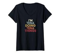Women's Tena Name Tena Personalized Name First Given V-Neck T-Shirt