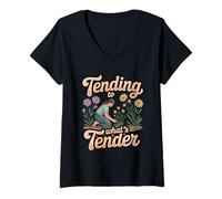Womens Tending to What's Tender Grief Self Care Support V-Neck T-Shirt