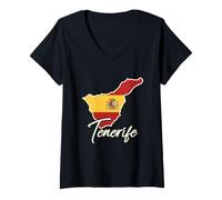 Womens Tenerife Spain Flag Island V-Neck T-Shirt