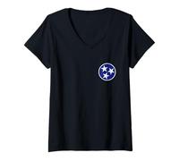 Womens Tennessee Flag, Vintage Tennessee Tri-Star V-Neck T-Shirt