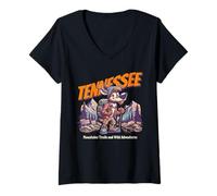 Womens Tennessee, Hiking, Mountains, Camping V-Neck T-Shirt