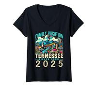 Womens Tennessee Smoky Mountains Family Vacation 2025 Pigeon Forge V-Neck T-Shirt
