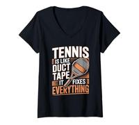 Women's Tennis is Like Duct Tape It Fixes Everything V-Neck T-Shirt